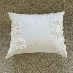 DKNY White Floral Rosette Textured Throw Pillow - 14x17